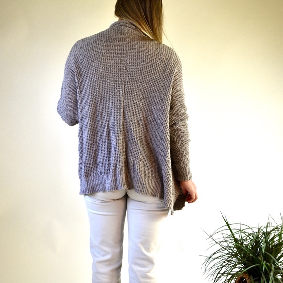 Beige Knit Oversized Cardigan with Pockets - Picture 4 of 4